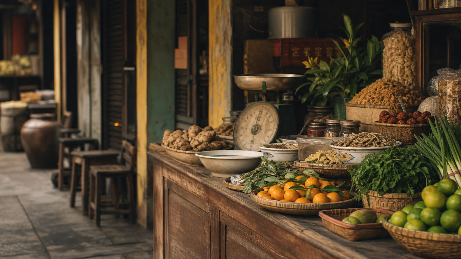 Quầy chợ cũ Sài Gòn